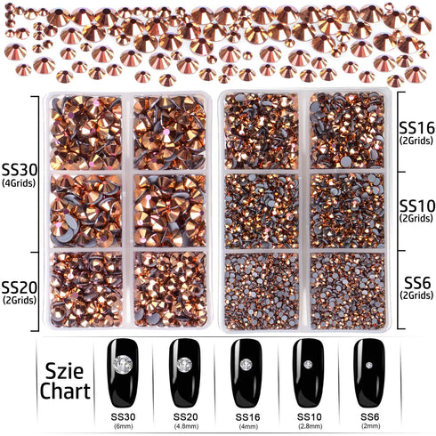 LPBeads 6400 Pieces Hotfix Rhinestones Rose Gold AB Flat Back 5 Mixed Sizes Crystal Round Glass Gems with Tweezers and Picking Rhinestones Pen...
