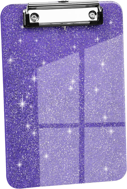A5 Size Clipboards,Glitter Clipboard with Low Profile Clip,Sparkle Plastic Clipboard,Cute Hanging Clipboard for Office Supplies Clipboards for Kid...