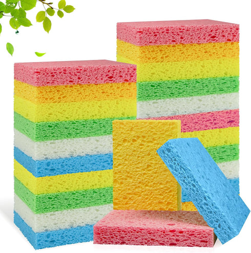 Kitchen Sponges 24 PCS- Compressed Cellulose Sponges Non-Scratch Natural Dish Sponge for Kitchen Bathroom Cars, Funny Cut-Outs DIY for Kids...