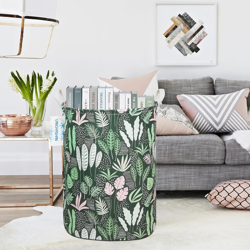 LANGYASHAN Laundry Basket Canvas Fabric Collapsible Organizer Basket for Storage Bin Toy Bins Gift Baskets Bedroom Clothes Children Nursery Hamper...