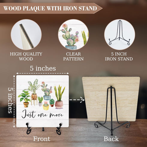 Inspirational Plant Sign Desk Decor, Just One More Sign With Iron Stand, Motivational Gifts For Women Men Friends Colleagues, Gardener Plant Lover...