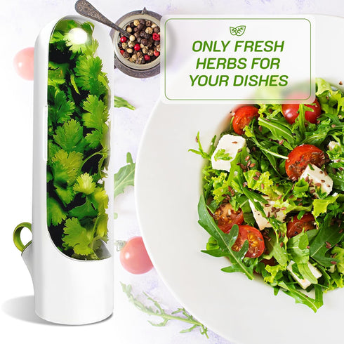 Herb Saver Pod for Refrigerator - 2 Pack Space-Saving Fresh Herb Keeper for Refrigerator - Herb Preserver for Cilantro, Mint & Asparagus - Cilantr...
