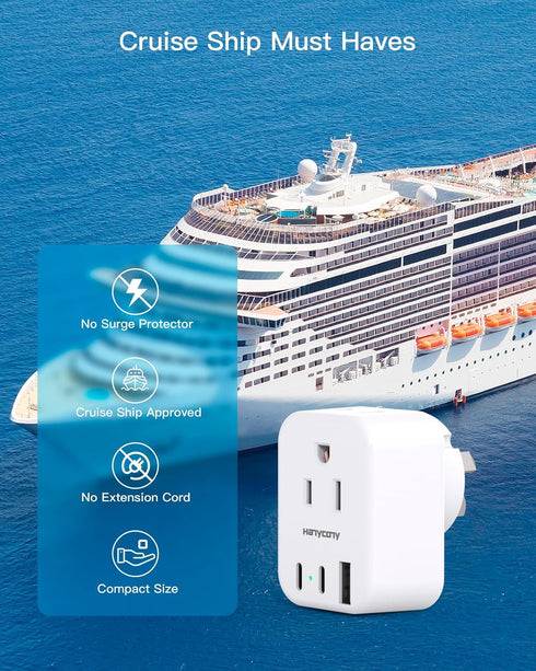 US to Australia New Zealand Power Plug Adapter, Australia Travel Adapter with 2 Outlets 3 USB Ports(2 USB C), Type I Plug Adapter for USA to Austr...