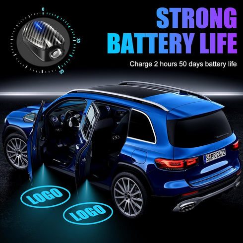 Custom Car Door Lights Projector 2PCS Customized Logo Car Door Lights Rechargeable Wireless LED HD Welcome Light Shadow Ghost Lights Fit for All C...