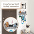 J JACKCUBE DESIGN Rustic White Bone Shape Wall Mounted Dog Leash Holder with 3 Key Holder Hooks and Extra Storage Compartment Box Shelf for Pet Tr...