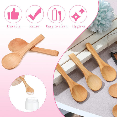 36 Pieces Small Wooden Spoons Wooden Makeup Spatulas Wooden Cosmetic Spoons Mini Nature Wooden Beauty Scoop for Women Girls Mixing Makeup, Facial ...