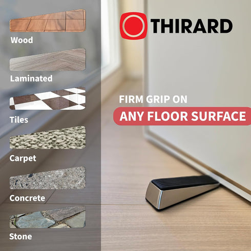 Thirard Door Stopper - Durable Alloy Construction, Secure Rubber Sole, Elegant Nickel Finish - Versatile, Easy Installation, and Noise-Reducing fo...