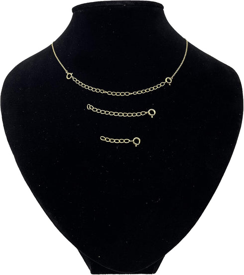 3 Pcs 925 Sterling Silver Extension for Jewelry - Necklace Bracelet Anklet Extenders Chain Set for Women (3 Different length) Set B Gold...