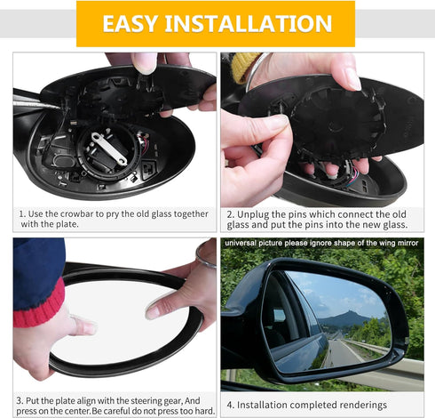 X AUTOHAUX Car Rearview Left Driver Side Mirror Glass Replacement W/Backing Plate Heated White Glass for Nissan MURANO 2015-2018 for Nissan PATHFI...