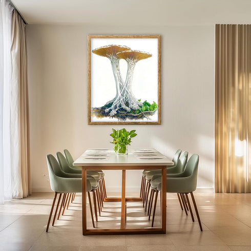 Posterizer 1 pcs-botanical illustration of two parasol mushrooms -2-Floral & Botanical Art-Teachers & Classrooms-Living Room Bedroom Decor- unfram...