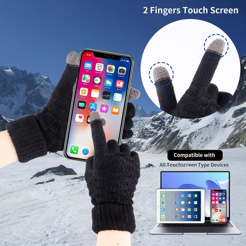 4 Pairs Women's Touchscreen Winter Gloves - Fashion Knit Mittens with Thick Cuffs for Cold Weather...