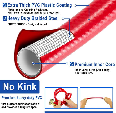 6 FT Washing Machine Hoses with 90 Degree Elbows Universial Rubber Washer Hose No-Lead Burst-proof Hot and Cold Water Supply Hoses for Washing Mac...