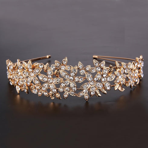 EVER FAITH Wedding Austrian Crystal Hair Accessory for Women, Birdal Flower Cluster Headband for Bride BRidesmaid Clear Gold-Tone...