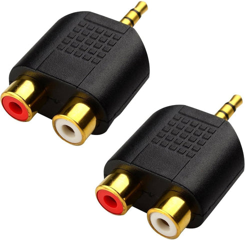CERRXIAN LEMENG (2-Pack of) Gold Plated 3.5mm Stereo to 2-RCA Male to Female Adapter,Audio Splitter Adapter, Dual RCA Jack Adapter...