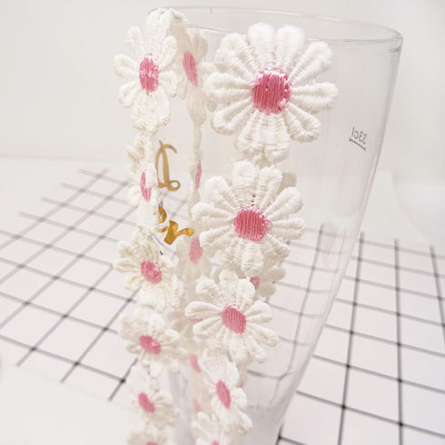 Honbay 5 Yards Decorating Lace Embroidered Trim Ribbons for Sewing or Craft Decoration (Daisy Pink)...