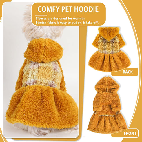Dog Sweater Dresses, Fashion Pet Dog Clothes, Plaid Fleece Puppy Dog Princess Dresses, XS Dog Sweater...