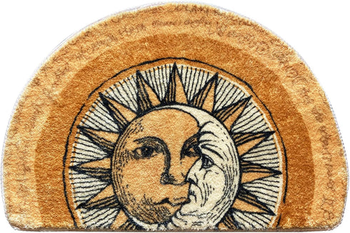 Half Round Door Mat,Semi Circle Bathroom Floor Rug,Tarot Sun Moon Rug,Non-Slip Welcome Entrance Way Rug,Absorbent Bath Mat,Microfiber Tufted Indoo...
