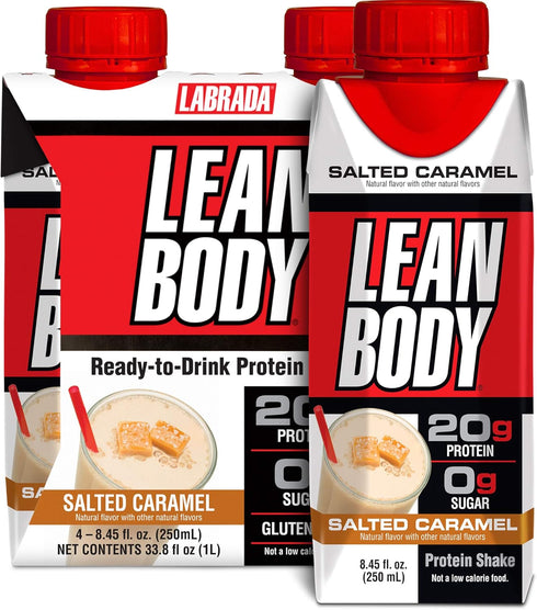 Lean Body Ready-to-Drink Salted Caramel Protein Shake, 20g Protein, Whey Blend, 0 Sugar, Gluten Free, 22 Vitamins & Minerals, (Recyclable Carton &...