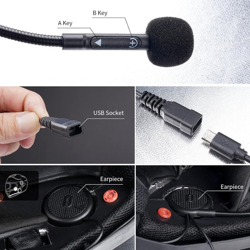 FreedConn Motorcycle Helmet Bluetooth Headset L1M Helmet Earphone Speakers Waterproof Motorcycle Sports Headset Speakers Hands Free Music Call Con...