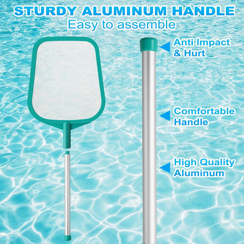 Pool Skimmer - Pool Net with Pole, Pool Skimmer Net with Solid Plastic Frame, Skimmer Net with Fine Mesh Net, Hot Tub Skimmer Net...