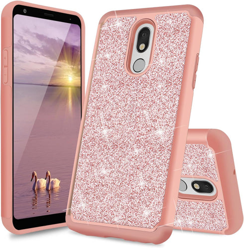 TJS Phone Case Compatible with LG Stylo 5/LG Stylo 5 Plus/LG Stylo 5V/LG Stylo 5X, Glitter Bling Cute Girls Women Design Dual Layer Hybrid (Rose G...
