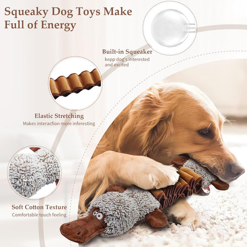 Squeaky Dog Toys, Interactive Tug of War Puppy Toys, Funny Plush Dog Chew Toys, Stuffed Dog Toys for Small,Medium and Large Dogs...