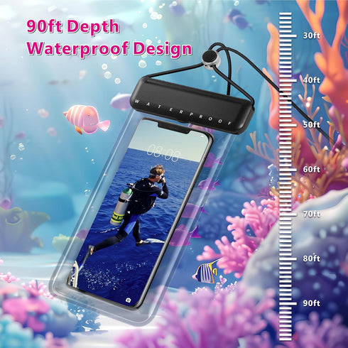 [2 Pack Universal Waterproof Phone Pouch?IPX8 Water Proof Cell Phone Dry Bag for iPhone 15 14 13 12 11 XS XR X Pro Max Plus Mini, Diving Beach Fis...