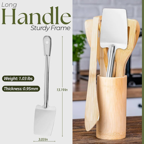 Alpine Cuisine Stainless Steel Solid Turner 13-Inches with Comfortable Handle - Heat Resistant Kitchen Spatulas - Barbecue Spatulas Turner for Coo...