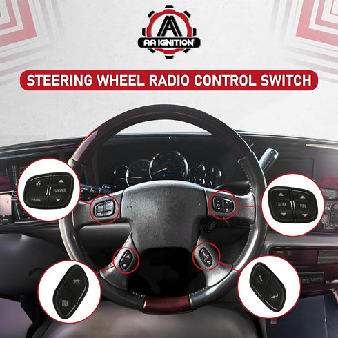 Replacement Steering Wheel Control Switch Kit - Compatible with Buick, Cadillac, Chevy, GMC - Silverado, Sierra, Tahoe, Yukon, Trailblazer 2002-09...