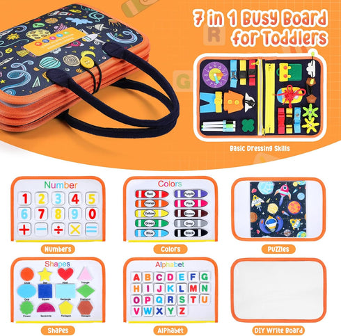 Toddler Busy Board, Montessori Busy Board for Toddlers 3+ Years Old, Sensory Activity Board for Fine Motor Skills, Sensory Board Toys for Toddlers...
