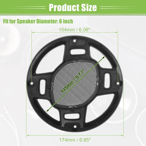 ACROPIX 6" Car Speaker Grills Cover Mesh Round 6 Inch Audio Speaker Subwoofer Guard Protector Case with Mounting Screws Iron Silver Tone Black - P...