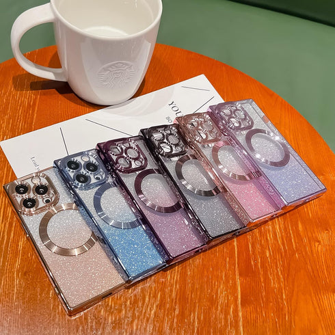 for Square iPhone 13 Pro Case Glitter Magnetic Compatible with MagSafe Full Camera Lens Protection Luxury Plating Cute Bling Clear Shockproof Slim...