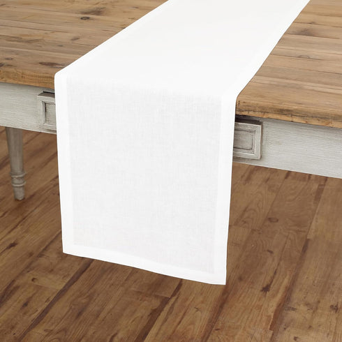 Solino Home Linen White Table Runner 36 Inches - 100% Pure Linen Small Table Runner 14 x 36 Inch Ideal for Dresser and Coffee Tables - Summer, Fal...