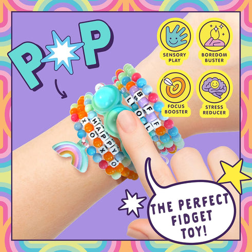 Just My Style Fidgiwear Rainbow D.I.Y. Squish & Pop Jewelry, Create Your Own Fidget Jewelry for Kids, Includes Squishy Charms, Fidget Toys with A ...