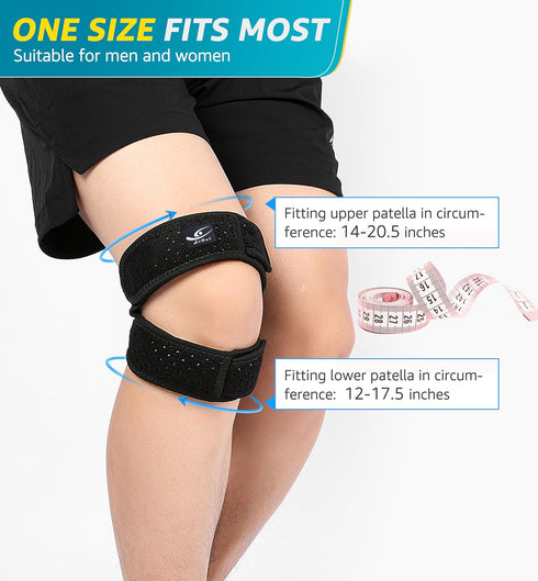 HiRui Dual Patella Knee Straps, Knee Brace Patella Stabilizer for Knee Pain Relief Running Tennis Jumping Arthritis Tendonitis, Joint and Muscles ...