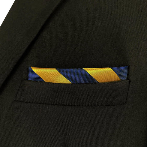 S&W SHLAX&WING Striped Pocket Squares for Men Yellow Royal Blue Stripes Accessories...