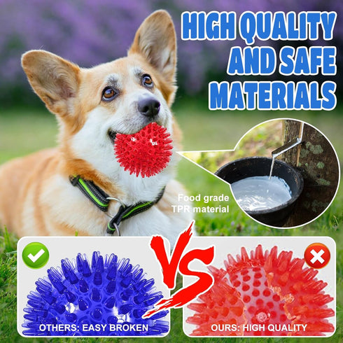 Light Up Squeaky Dog Balls: Led Dog Balls for Aggressive Chewers Puppy Chew Toys for Teething - Spikey Dog Balls for Small, Medium, Large Dogs...