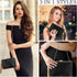 Quelay 4 Pcs Women Satin Clutch Purse Handbag Evening Bag for Wedding Banquet Handbag Vintage Necklace Earrings Jewelry Set...