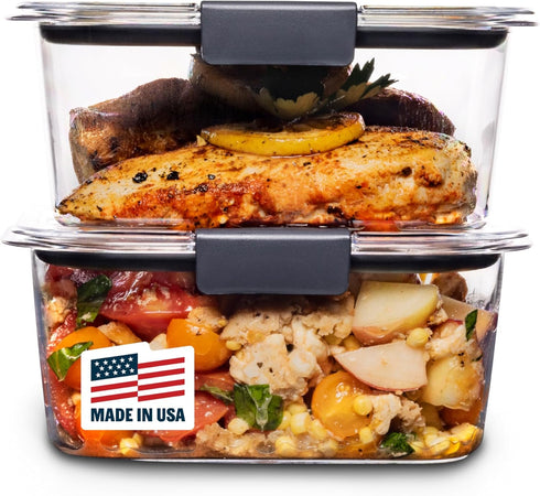 Rubbermaid Brilliance BPA-Free Food Storage Containers, Medium Deep, 4.7 Cup, 2-Pack, Airtight & Leak-Proof, Microwave & Dishwasher Safe...