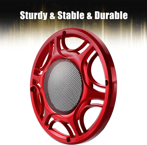 X AUTOHAUX 2pcs 6 Inch Car Metal Audio Speaker Grill Cover Mesh Woofer Horn Guard Decorative Circle Grille Protector Red...