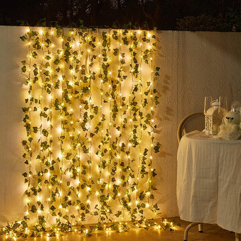 Green Ivy Leaves Fairy String Lights, 26.3FT 80LED Vine String Lights USB Powered with 8 Modes, IP65 Waterproof LED String Lights, Hanging Ivy Lig...