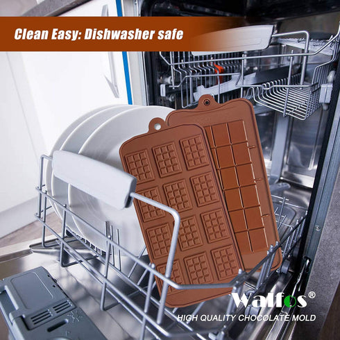 Walfos Break-Apart Chocolate Molds, Non-Stick Silicone Chocolate Bar Mold, Food Grade Candy Bar Mold, Perfect for Energy Bar, Cocoa Mini Bar, Basi...