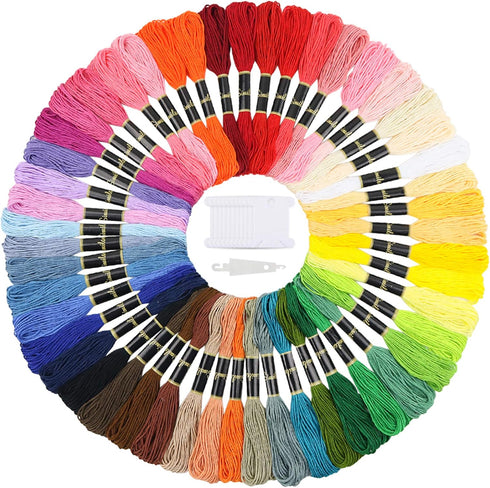 Similane Embroidery Floss 50 Skeins Cross Stitch Thread Rainbow Color Friendship Bracelets Crafts Floss with 12 Pcs Floss Bobbins and 1 Pcs Needle...