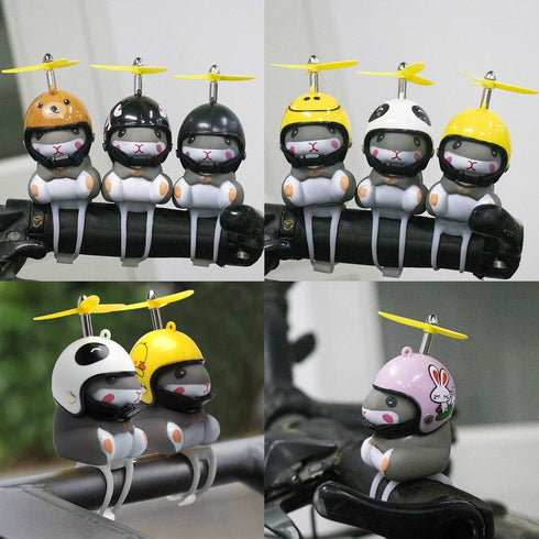 wonuu Duck Bike Bell with Light and Helmet Cute Hamster Bicycle Horn, Dashboard Decoration Hamster Toy Motorcycle Bike Bells Rubber Duck Car Dashb...