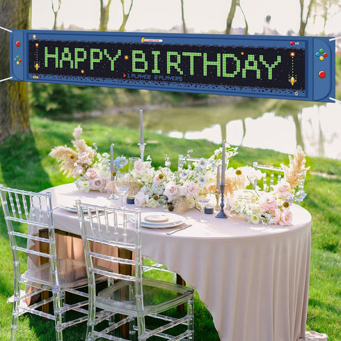 Large Video Game Happy Birthday Banner Game on Birthday Party Decorations Level up Gaming Theme Birthday Outdoor Indoor Decoration for Baby Boys T...