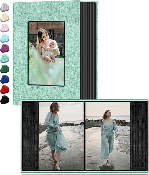 Photo Album 4x6 Photos,Linen Cover Slide-in Photo Book Holds 100 Photos with 50 Black Pages for Family,Wedding,Anniversary,Baby and Holiday Pictur...