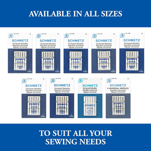 SCHMETZ Universal Sewing Machine Needles - Size 80/12, 5-Needle Cards, Pack of 10...