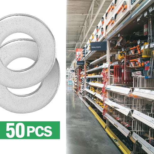 1/2" Stainless Steel Flat Washers - 1" Outside Diameter, 304?18-8?Stainless Steel Washers Metal Washers for Screws Bolts, Pack of 50...