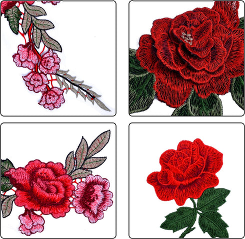 BronaGrand 10 Pieces 5 Pairs Embroidered Patches Rose Flower Sew on Patch Applique for DIY Clothing, Jeans,Sewing...