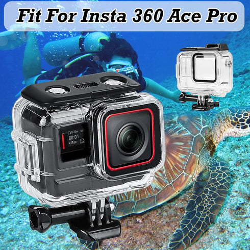 Waterproof Housing Dive Case Compatible for Insta 360 Ace Pro, 60M/196FT Underwater Protective Shell Case Housing with Anti-Fog Pads and Adpter Mo...